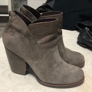 Kork-ease Taupe Suede Ankle Boots